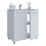Completo di Ezooza Set Bagno 2 Pezzi Mobile Extra Large con sportelli e Lavabo a terra, Bianco ,