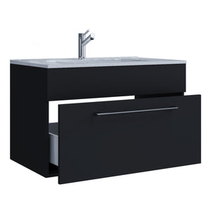 Completo di Ezooza Set Bagno 2 Pezzi Mobile Extra Large con 1 cassetto e Lavabo sospesi, Nero ,