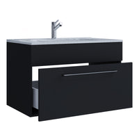 Completo di Ezooza Set Bagno 2 Pezzi Mobile Large con 1 cassetto e Lavabo sospesi, Nero ,