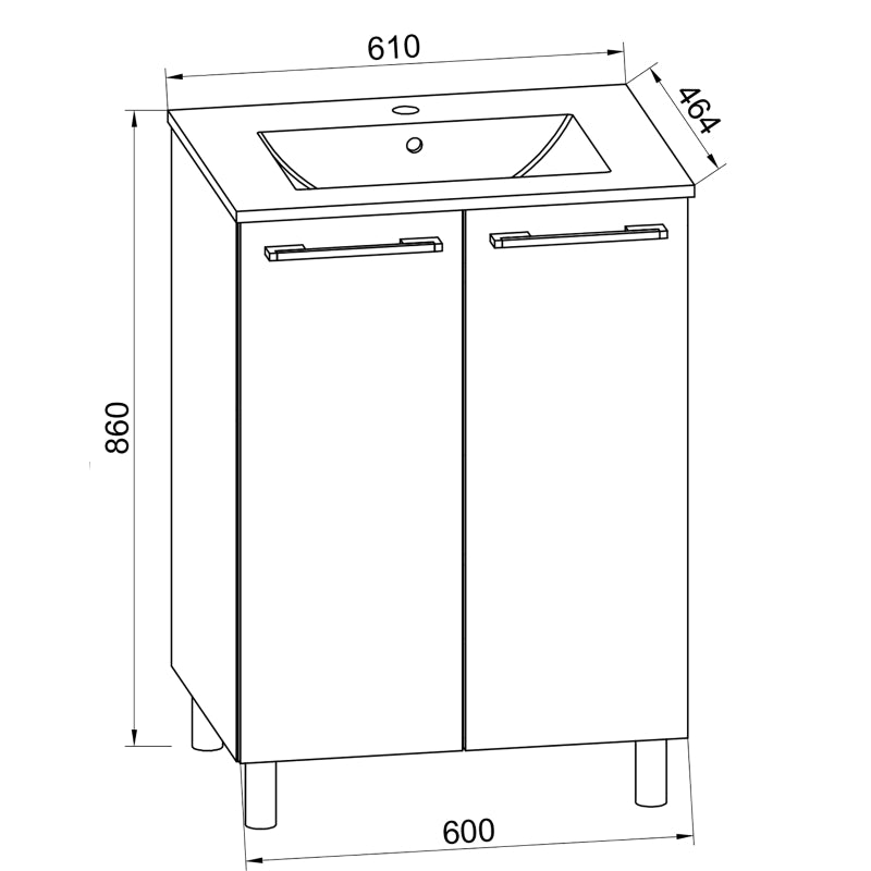 Completo di Ezooza Set Bagno 2 Pezzi Mobile Large con sportelli e Lavabo a terra, Bianco ,