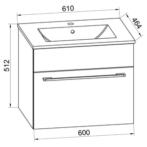 Completo di Ezooza Set Bagno 2 Pezzi Mobile Large con 1 cassetto e Lavabo sospesi, Nero ,