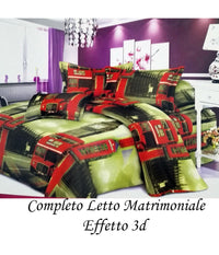 Completo Letto 3d Lenzuola Matrimoniale Sotto Sopra Copri Cuscini Bus Londinese         