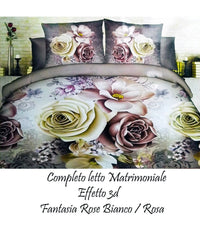 Completo Letto 3d Lenzuola Matrimoniale Sotto Sopra Copricuscini Rose Colorate         