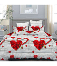 Completo Matrimoniale Caldo Lenzuolo 250x290cm Maxi Angoli Cuori Petali Rosa         