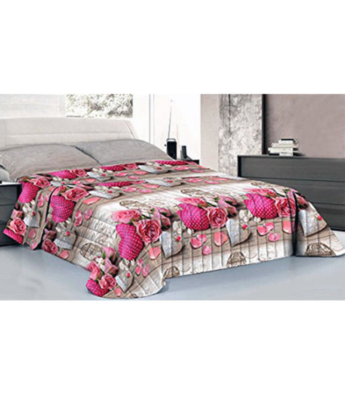 Completo Matrimoniale Caldo Lenzuolo 250x290cm Maxi Angoli Cuori Pois Rose         