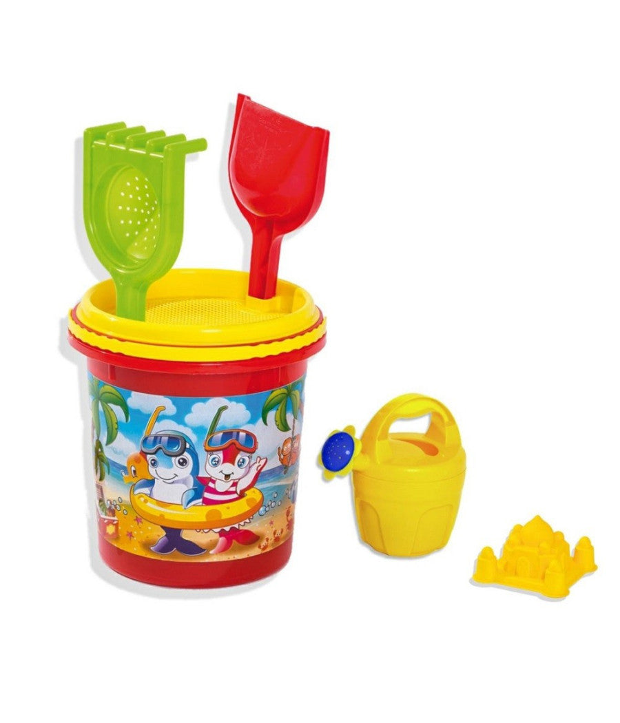 Trade Shop - Completo Secchiello Accessori Palette Giochi Mare Jumbo In Rete Bambini 114275 -