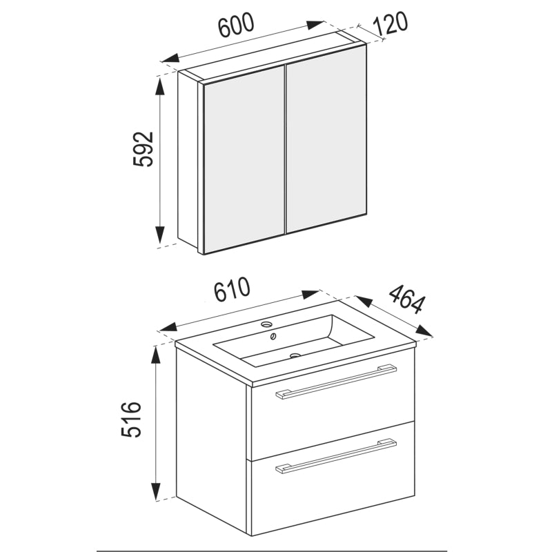 Completo Set5 pz Mobile sosp 2 casetti con Lavabo LG in ceramica incl 1 Colonna 1 mobile sosp e mobile specchio, Bianco