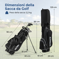 Borsa da golf con supporto driver #1 da 460CC con copri testa, Set completo di mazze da golf per uomo per mancini Nero-Golf