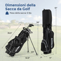 Borsa da golf con supporto driver #1 da 460CC con copri testa, Set completo di mazze da golf per uomo per mancini Nero-Golf