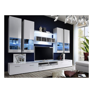 Composizione di mobili per TV design collezione SAGA. Colore bianco.