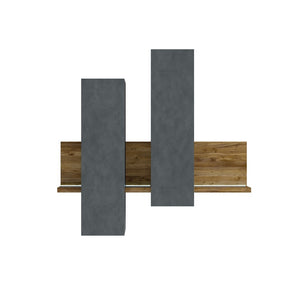 Composizione murale con LED. Colori grigio e quercia scura. Collezione BERGAMO.