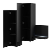 Composizione murale con LED. Colore nero super opaco. Collezione BERGAMO.