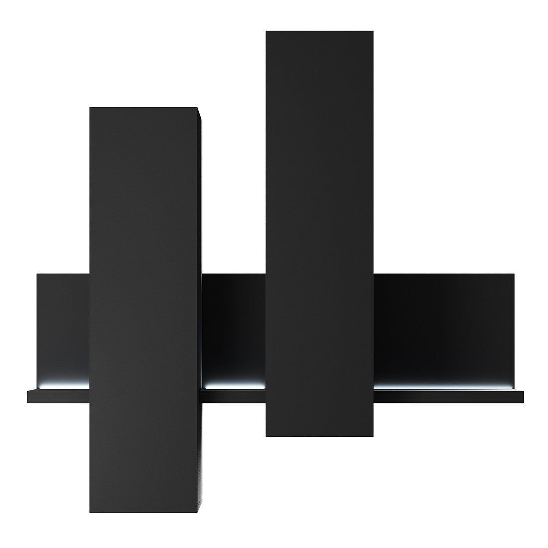 Composizione murale con LED. Colore nero super opaco. Collezione BERGAMO.