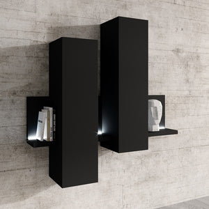 Composizione murale con LED. Colore nero super opaco. Collezione BERGAMO.