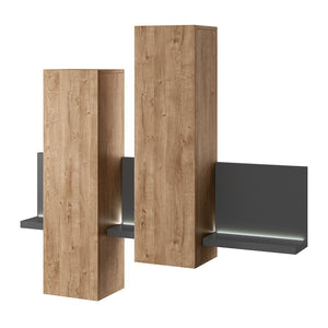 Composizione murale BERGAMO – LED – Rovere e grigio – Design moderno