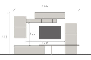 Parete attrezzata moderna L.322 colore Argilla e Mercure ZLCINFNCOMP18