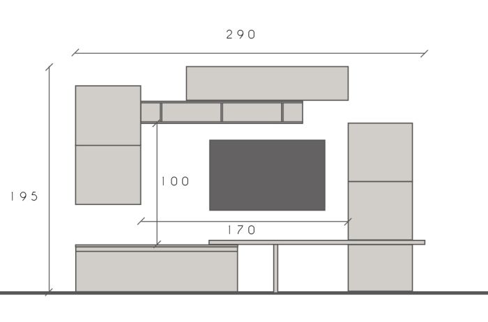 Economica e conveniente Parete di design L.276 con libreria, Bronzo e Mercure ZLCINFNCOMP13-1