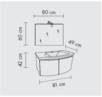 Composizione bagno 2 ante con lavabo in ceramica e specchio con lampada led - HDcasa