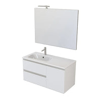 Composizione bagno sospesa 100 cm Master bianco con top e specchio