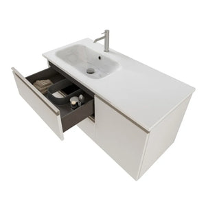 Composizione bagno sospesa 100 cm Master bianco con top e specchio