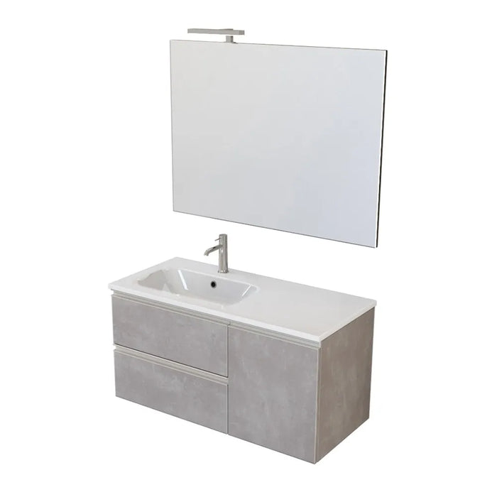 Composizione bagno sospesa 100 cm Master grigia con top e specchio