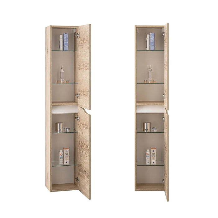 Composizione bagno sospesa 100cm in legno mdf quercia e bianco Sumya