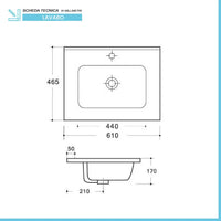 Composizione bagno sospesa 60cm in legno mdf quercia e bianco Sumya