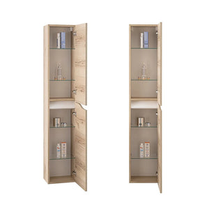 Composizione bagno sospesa 60cm in legno mdf quercia e bianco Sumya