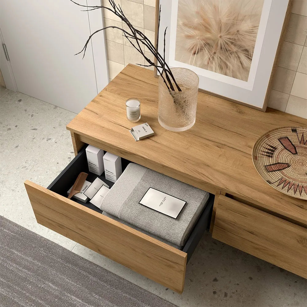 Composizione bagno sospesa 80 cm rovere africa con specchio Sumo