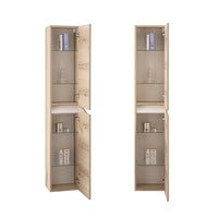 Composizione bagno sospesa 80cm in legno mdf quercia e bianco Sumya