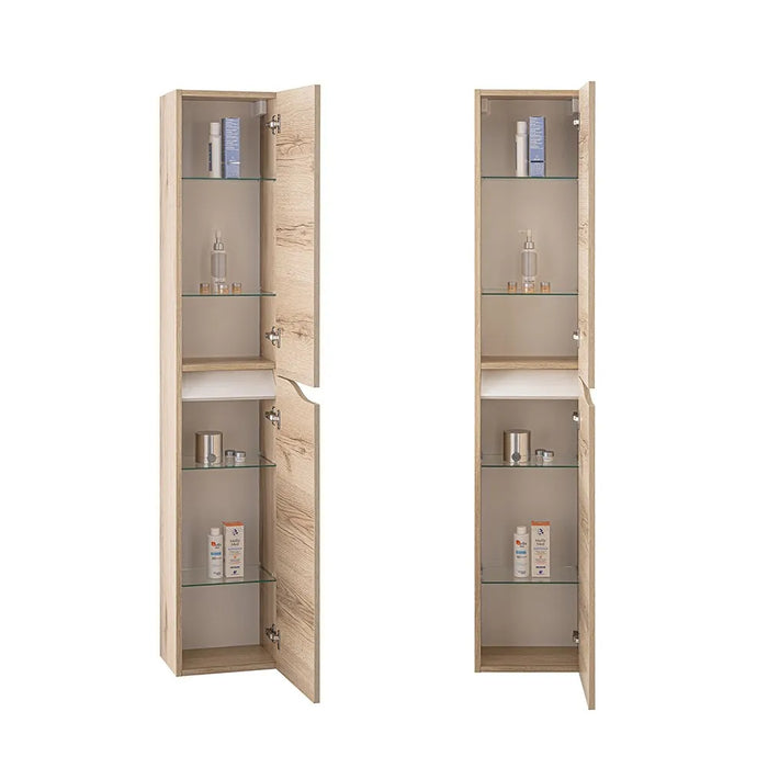 Composizione bagno sospesa 80cm in legno mdf quercia e bianco Sumya