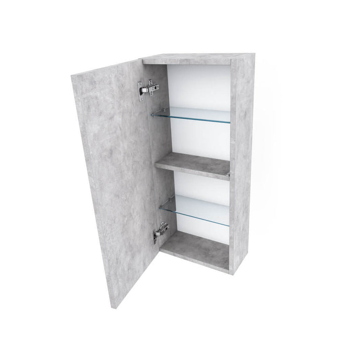 Mobile Bagno Sospesa 100cm Con Due Cassetti, Pensile Colonna, Specchio e Lampada - Cemento