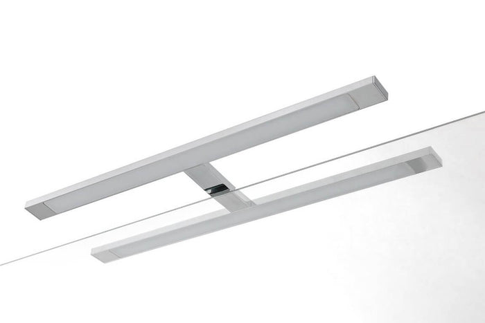 Mobile Bagno Sospesa 100cm Con Due Cassetti, Pensile Colonna, Specchio e Lampada - Cemento