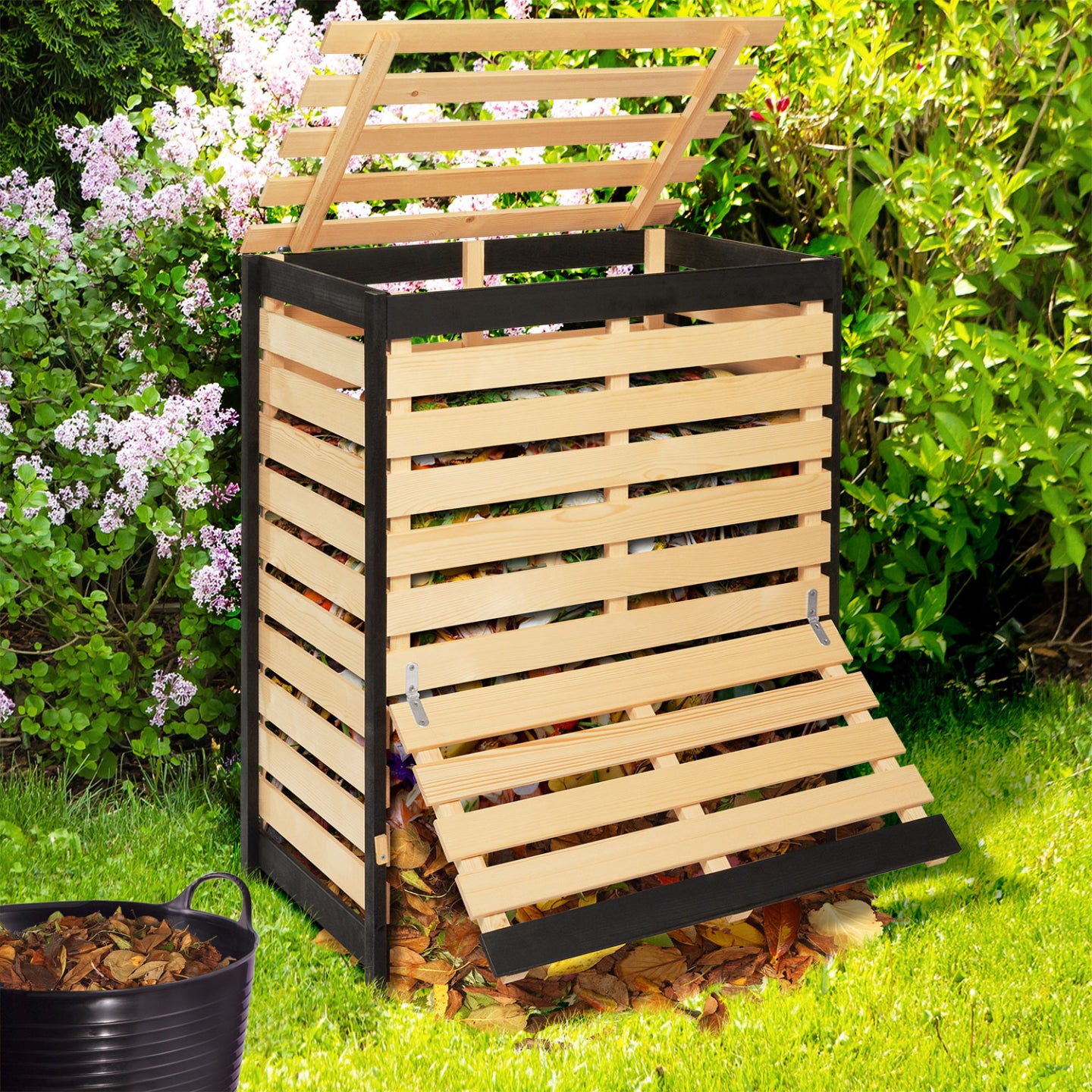 IDMarket - Compostiera da giardino in legno 360 L
