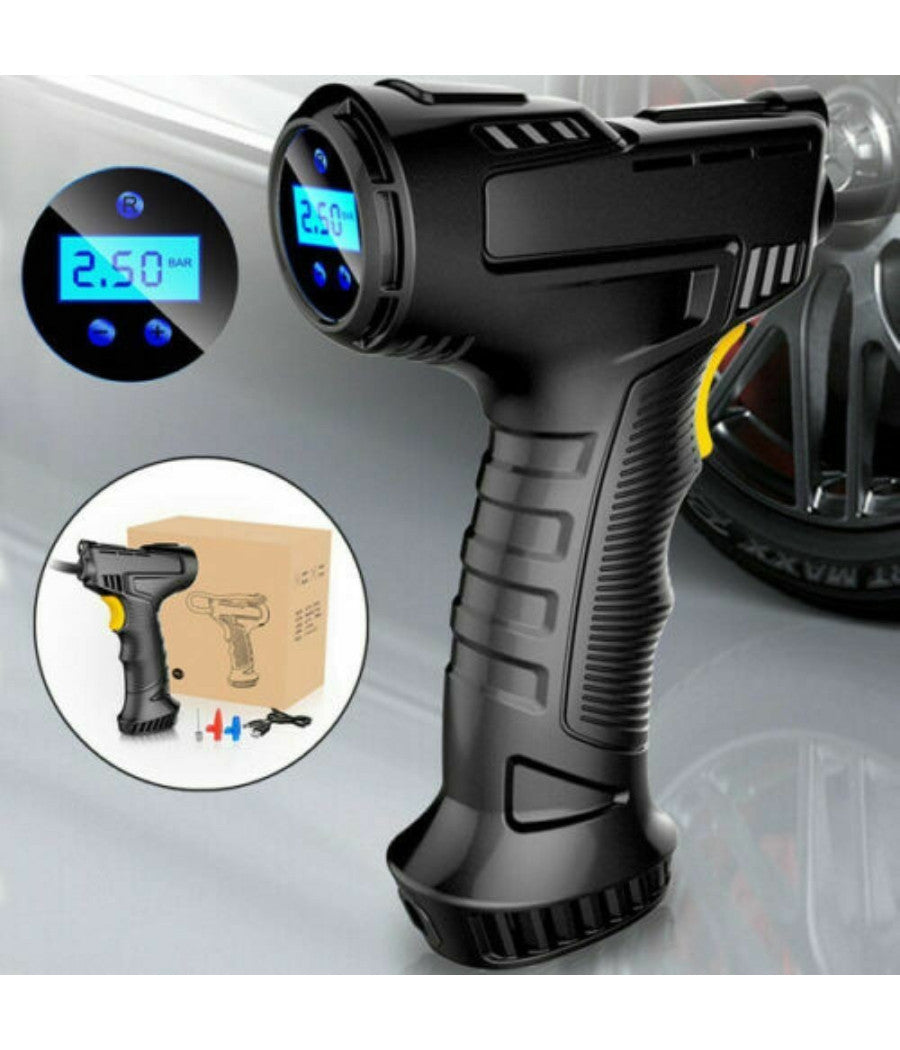 Compressore Ad Aria Per Auto Portatile 12v Pressione Ruote Con Display Led 120w         