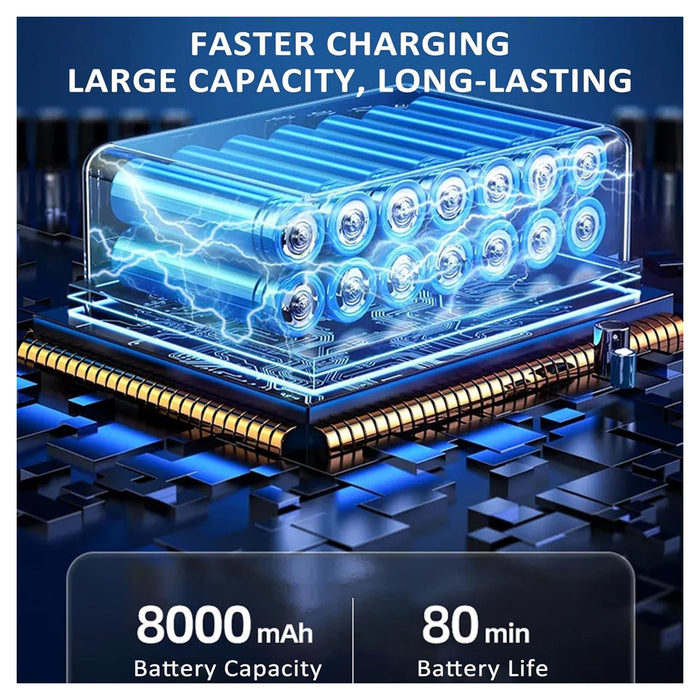 Trade Shop - Compressore D'aria Portatile Pompa Elettrica Wireless 4in1 8000mah Con Luce Emergenza Auto -