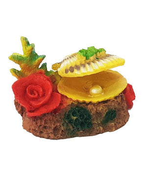Conchiglia Perla Rocciosa Ornamento Per Acquario 12x9x8cm Corallo Sottomarino         