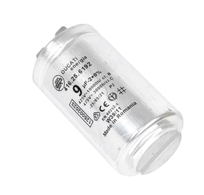 CONDENSATORE DUCATI CORAZZATO PER ASCIUGATRICE ELECTROLUX REX VARIE 9mf - UNIVERSALE