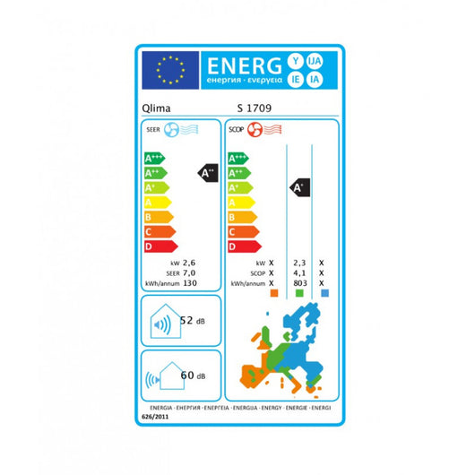 Condizionatore split – S1709 9 000 BTU (~2,6 kW) Inverter classe A++/A+ Wi‑Fi – Qlima