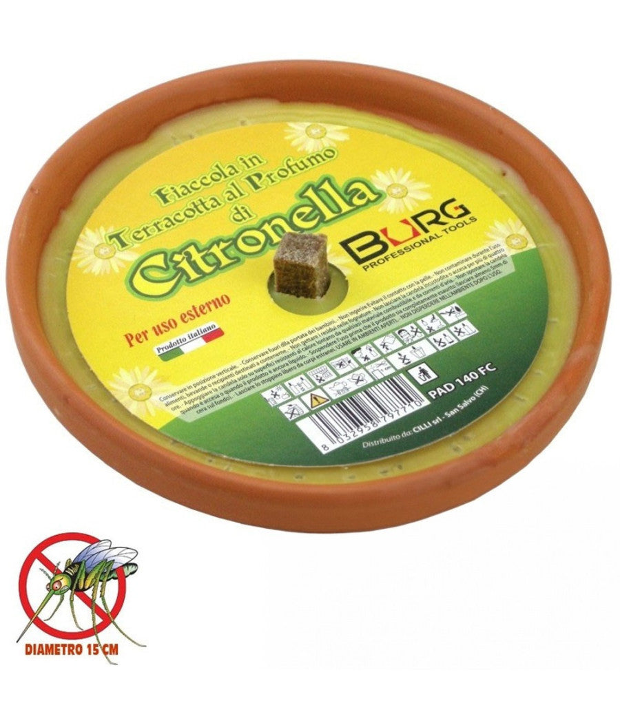 Confezione 10 X Candela Citronella In Terracotta Diametro 10 Cm Antizanzare         