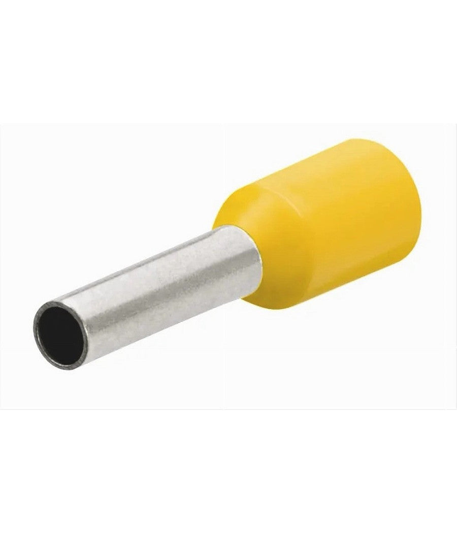 Confezione 100 Pz Tubetto Capicorda Isolato Per Cavi 10mmÂ² Terminale 12mm E10-12  Giallo       