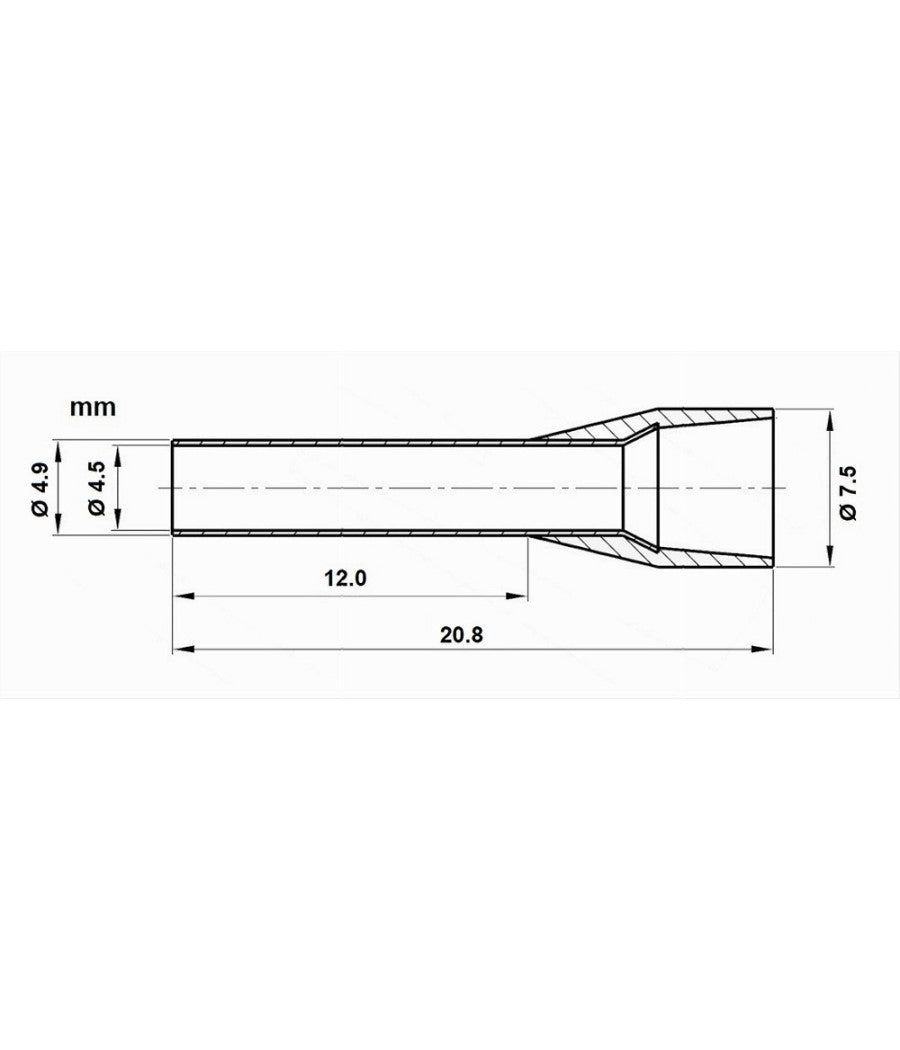 Confezione 100 Pz Tubetto Capicorda Isolato Per Cavi 10mmÂ² Terminale 12mm E10-12  Rosso       