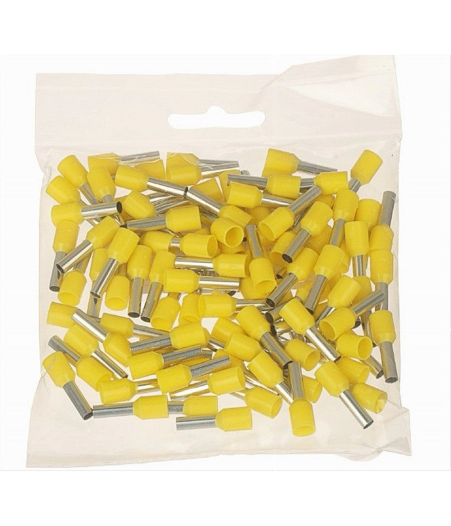 Confezione 100 Pz Tubetto Capicorda Isolato Per Cavi 16mmÂ² Terminale 12mm E16-12  Giallo       