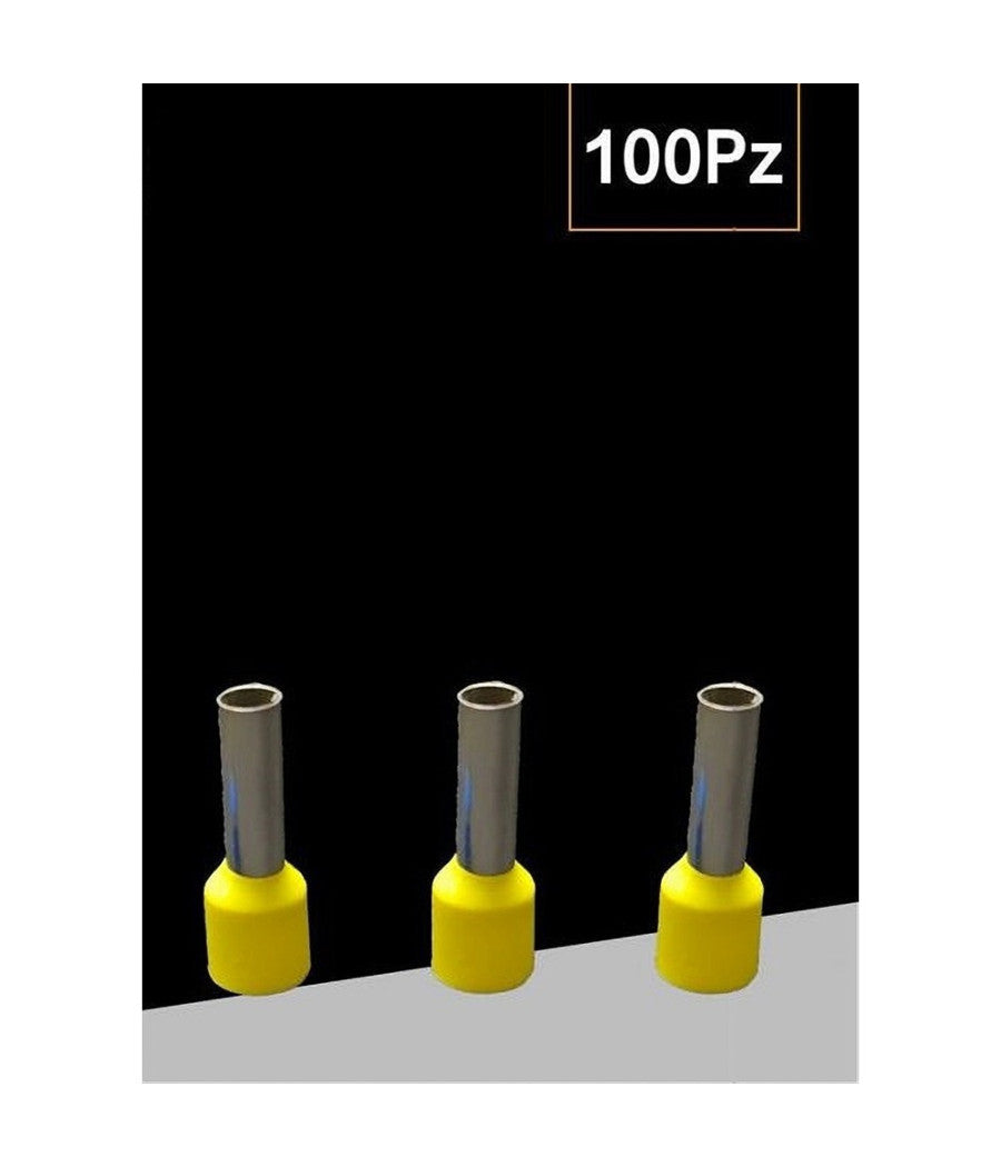 Confezione 100 Pz Tubetto Capicorda Isolato Per Cavi 16mmÂ² Terminale 12mm E16-12  Giallo       