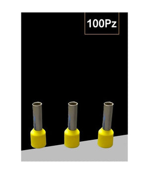 Confezione 100 Pz Tubetto Capicorda Isolato Per Cavi 16mmÂ² Terminale 12mm E16-12  Giallo       