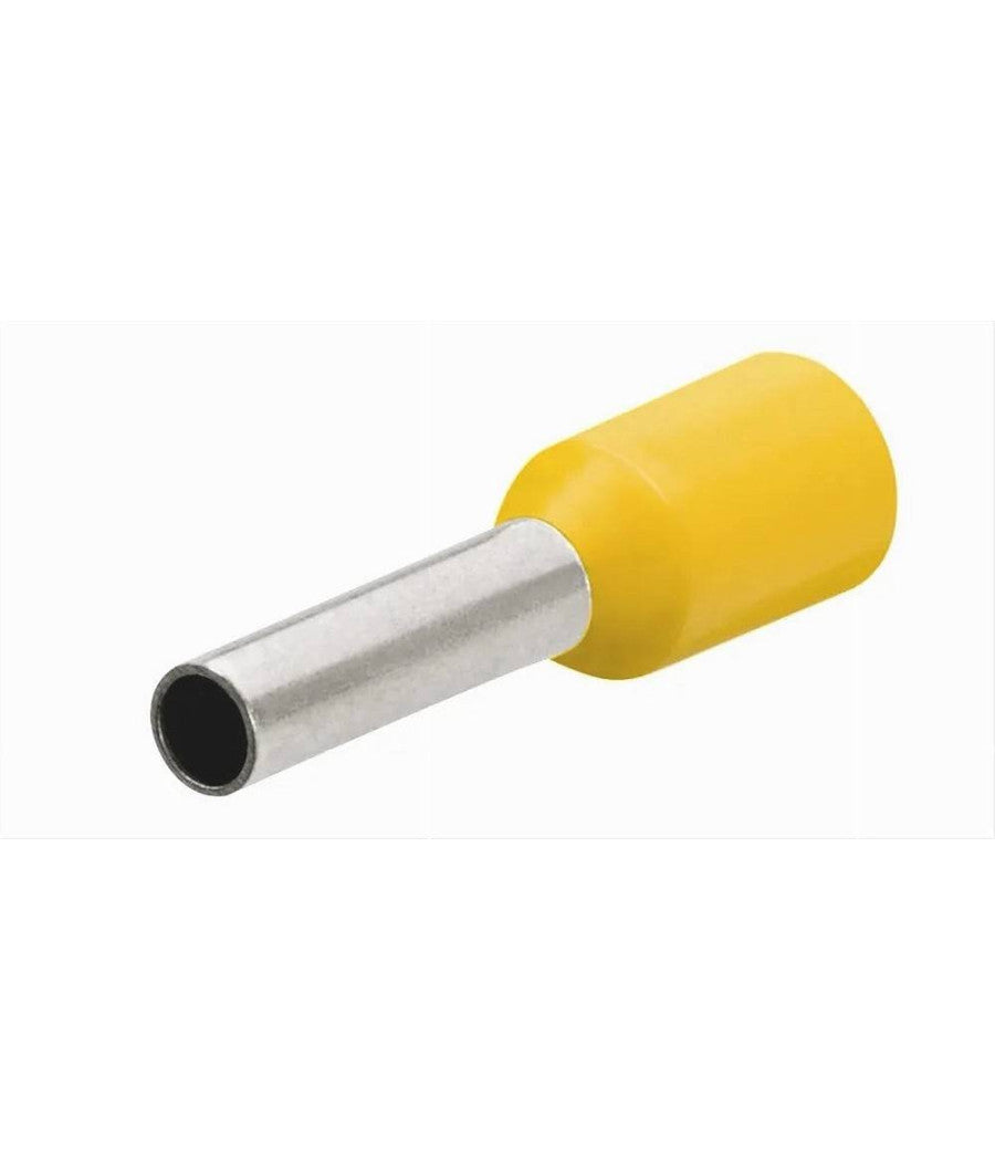 Confezione 100 Pz Tubetto Capicorda Isolato Per Cavi 6 MmÂ² Terminale 12 Mm E6012  Giallo       