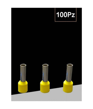 Confezione 100 Pz Tubetto Capicorda Isolato Per Cavi 6 MmÂ² Terminale 12 Mm E6012  Giallo       