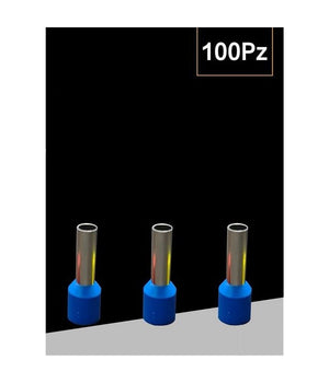 Confezione 100pz Tubetto Capicorda Isolato Per Cavi 1.5mmÂ² Terminale Da 8mm E1508  Blu       