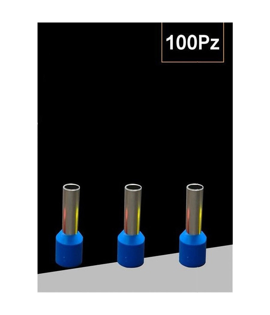 Confezione 100pz Tubetto Capicorda Isolato Per Cavi 1.5mmÂ² Terminale Da 8mm E1508         