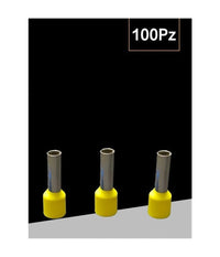 Confezione 100pz Tubetto Capicorda Isolato Per Cavi 1.5mmÂ² Terminale Da 8mm E1508  Giallo       